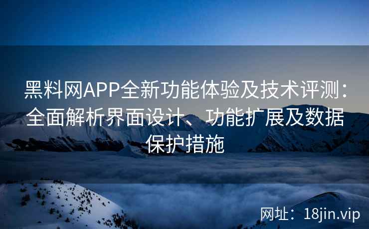 黑料网APP全新功能体验及技术评测：全面解析界面设计、功能扩展及数据保护措施